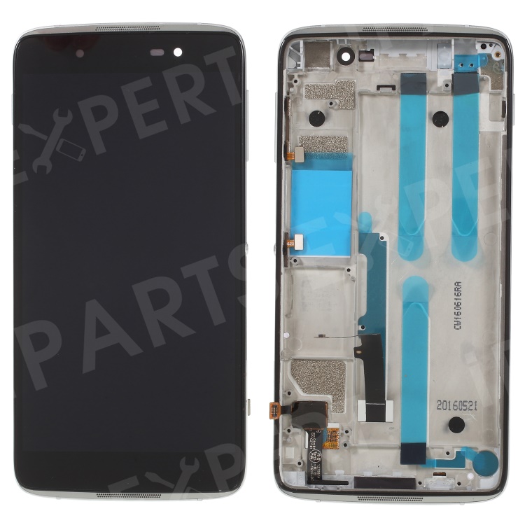 

LCD Screen and Digitizer Assembly + Frame Part Replacement for Alcatel OneTouch Idol 4 LTE 6055 - Silver, Alcatel OneTouch Idol 4