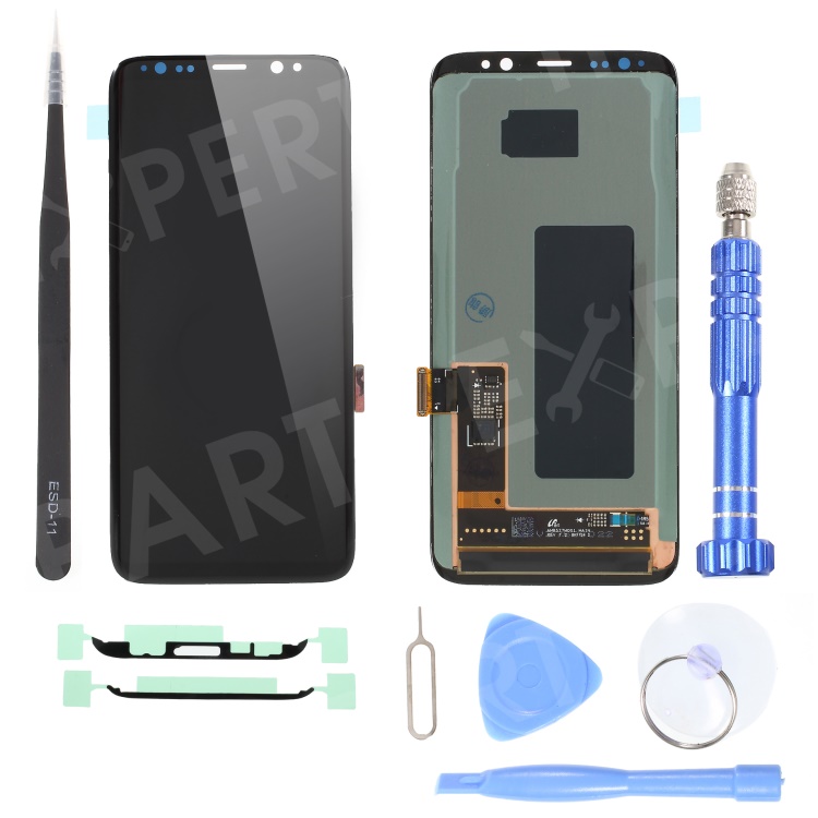 

OEM LCD Screen and Digitizer Assembly with Adhesive Sticker + Disassemble Repair Opening Tool Kit for Samsung Galaxy S8 G950, Galaxy S8