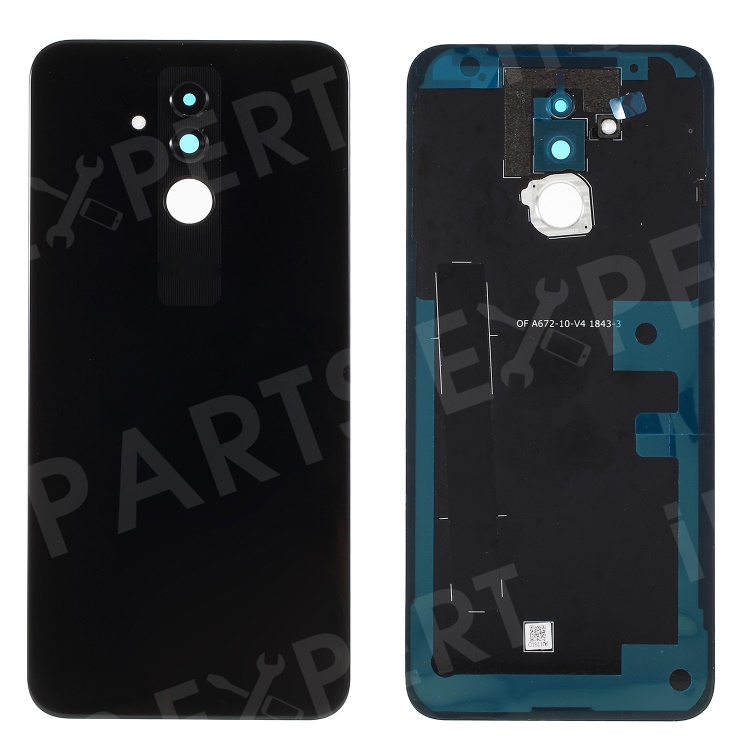 

For Huawei Mate 20 Lite OEM Back Battery Housing [with Camera Lens Ring Cover + Adhesive Sticker] - Black, Huawei Mate 20 Lite