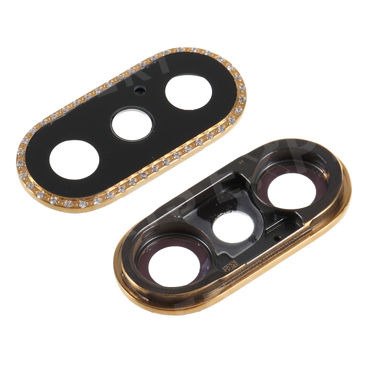 

OEM for iPhone X Rhinestone Decorated Back Camera Lens Cover with Glass Part - Gold, iPhone X