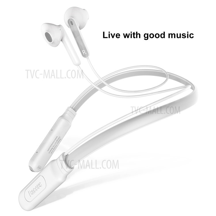 

BASEUS Encok S16 Portable Bluetooth Neck Hung Wireless Earphone - White, iPhone X