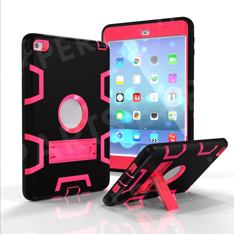 

Armor Defender Kickstand PC Silicone Hybrid Shell for iPad mini 4 - Black / Rose, iPad mini 4