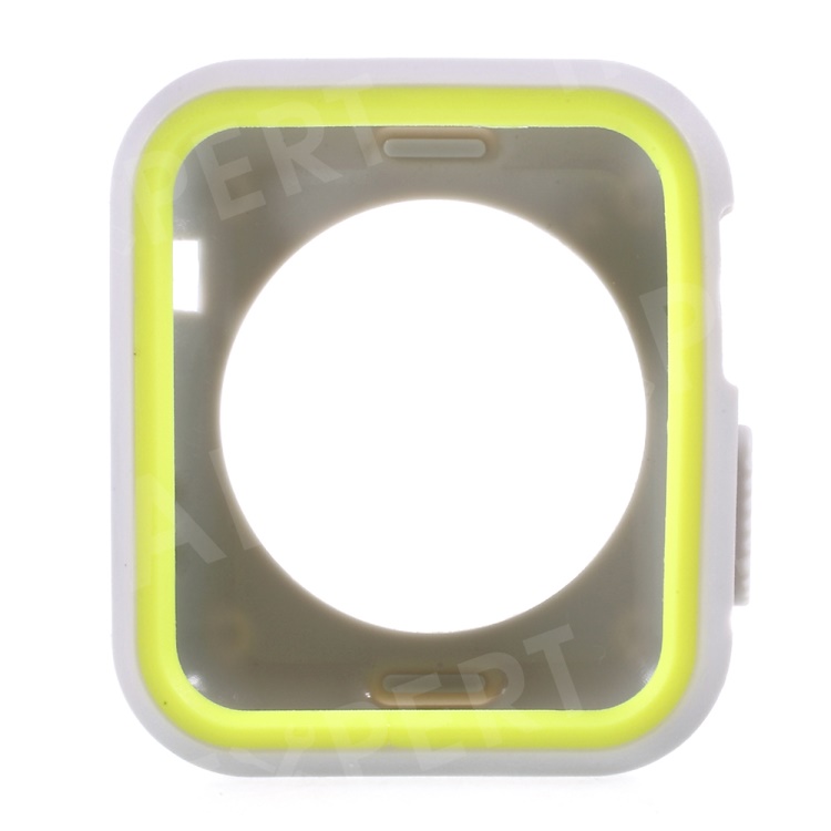 

Dual Color Silicone Soft Frame Cover Case for Apple Watch Series 2 / Series 1 42mm - White + Green, Apple Watch Series 2 42mm