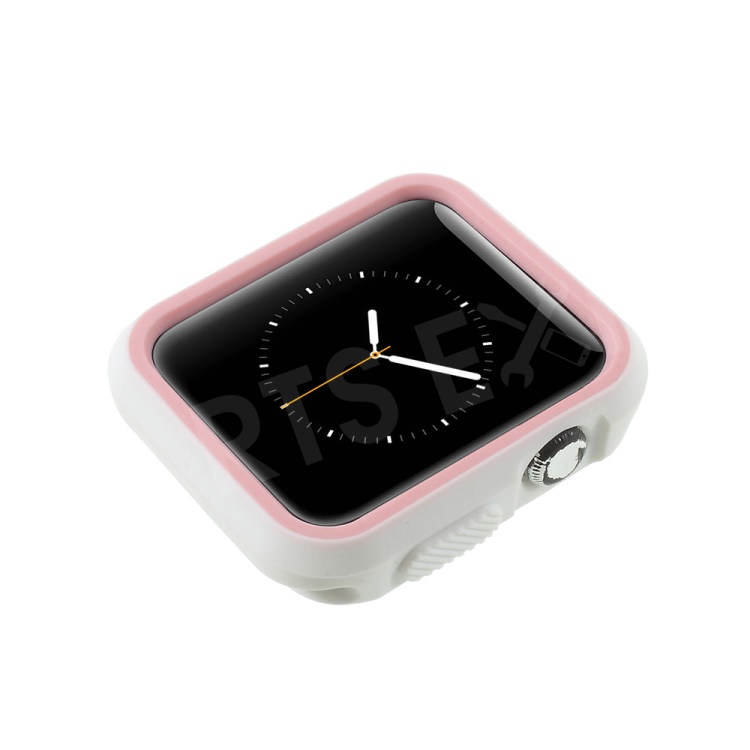 

Two-tone Soft Silicone Frame Case for Apple Watch Series 2 / Series 1 38mm - White + Pink, Apple Watch Series 2 38mm