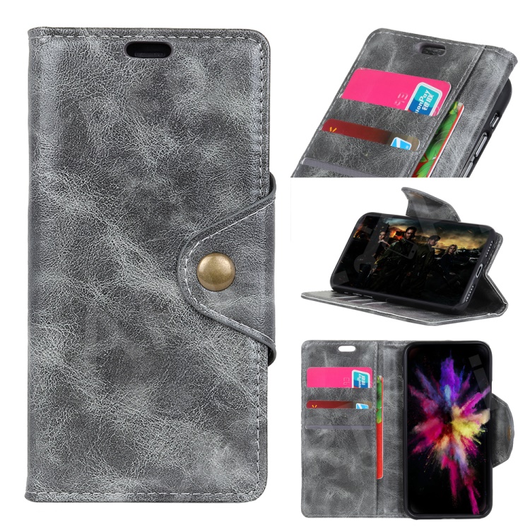 

PU Leather Card Holder Flip Stand Mobile Phone Shell for iPhone XR 6.1 inch - Grey, iPhone XR 6.1 inch