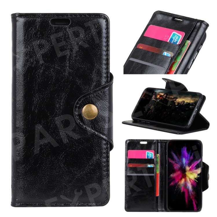 

For iPhone XS Max 6.5 inch Card Holder PU Leather Cell Phone Case with Stand - Black, iPhone XS Max 6.5 inch