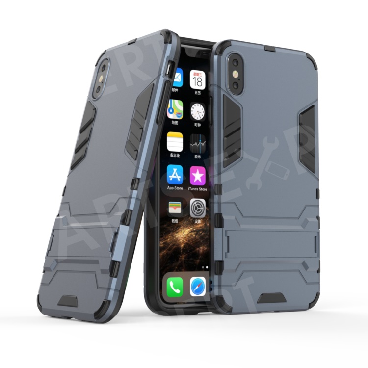 

Plastic + TPU Combo Cover Case with Kickstand for iPhone XS Max 6.5 inch - Dark Blue, iPhone XS Max 6.5 inch