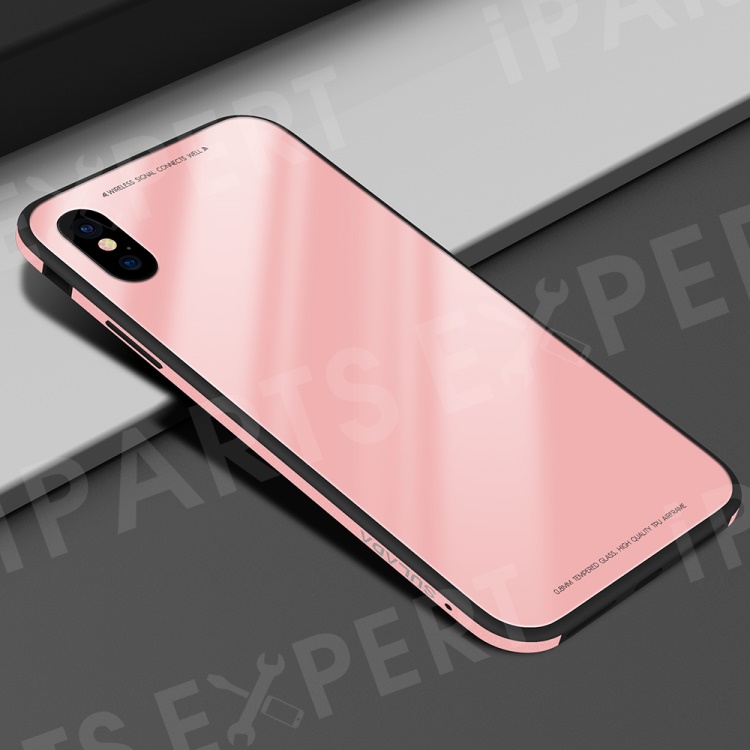 

SULADA Tempered Glass + Silicone + Metal Hybrid Drop-proof Mobile Shell for iPhone Xs Max 6.5-inch - Pink, iPhone XS Max 6.5 inch