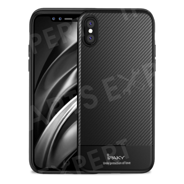 

IPAKY Carbon Fiber Texture TPU Mobile Phone Case for iPhone XS Max 6.5 inch - Black, iPhone XS Max 6.5 inch