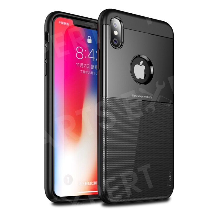 

IPAKY PC + TPU Hybrid Grid Pattern Casing for iPhone XS Max 6.5 inch - Black, iPhone XS Max 6.5 inch