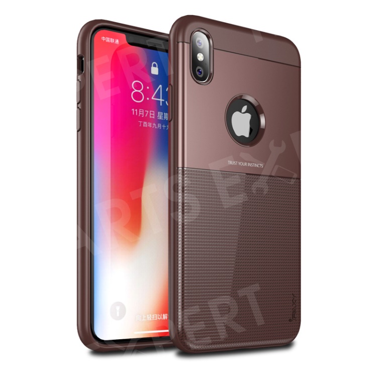 

IPAKY Plastic + TPU Hybrid Grid Pattern Shell for iPhone XS Max 6.5 inch - Coffee, iPhone XS Max 6.5 inch