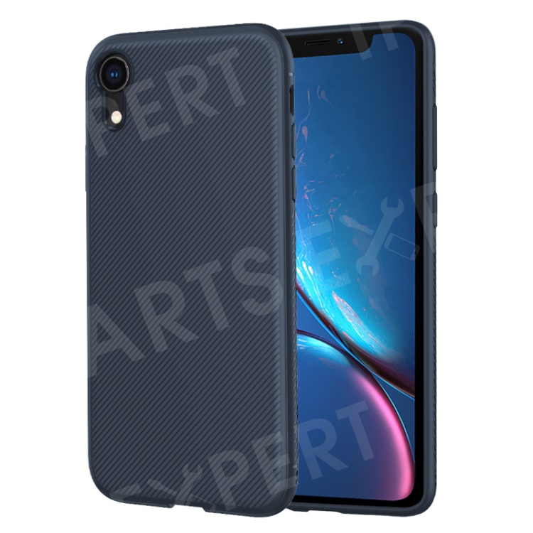 

LENUO Twill Texture TPU Back Mobile Phone Casing for iPhone XR 6.1 inch - Dark Blue, iPhone XR 6.1 inch