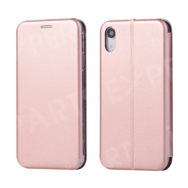 

Shell Style Card Holder Stand Leather Cell Phone Case for iPhone XR 6.1 inch - Rose Gold, iPhone XR 6.1 inch