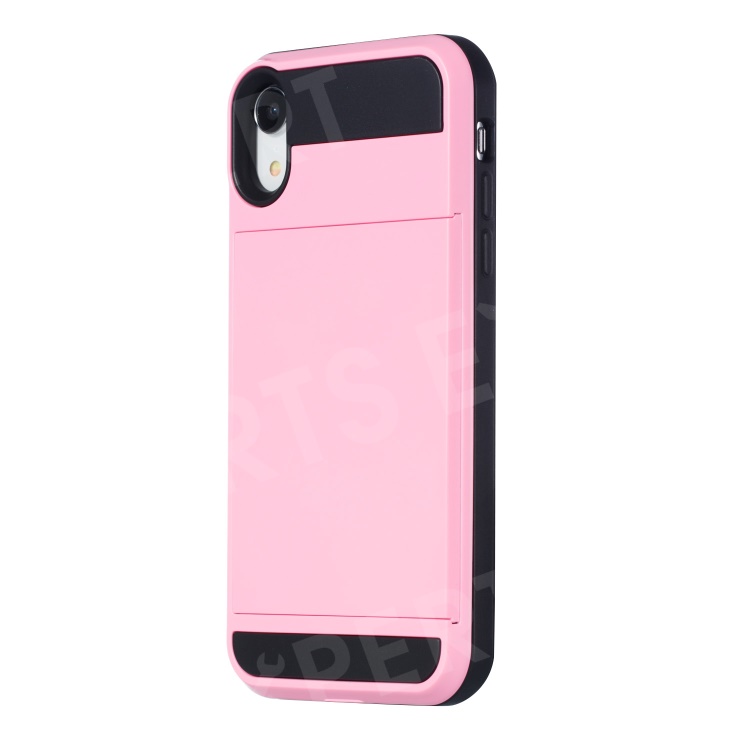 

Sliding Card Holder PC + TPU Cellphone Shell for iPhone XR 6.1 inch - Pink, iPhone XR 6.1 inch