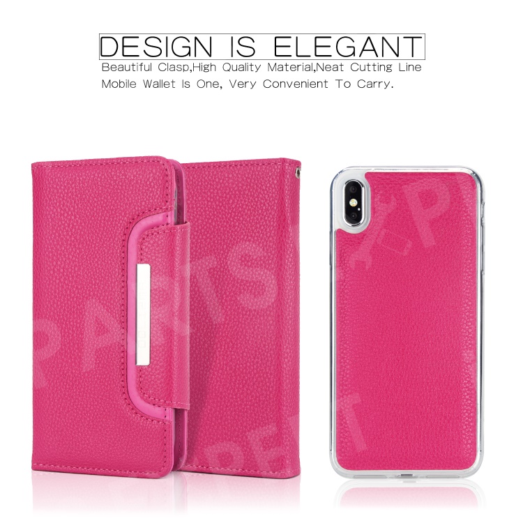 

Litchi Texture Magnet Detachable 2-in-1 Leather Wallet Protection Shell Cover for iPhone XR 6.1 inch - Rose, iPhone XR 6.1 inch