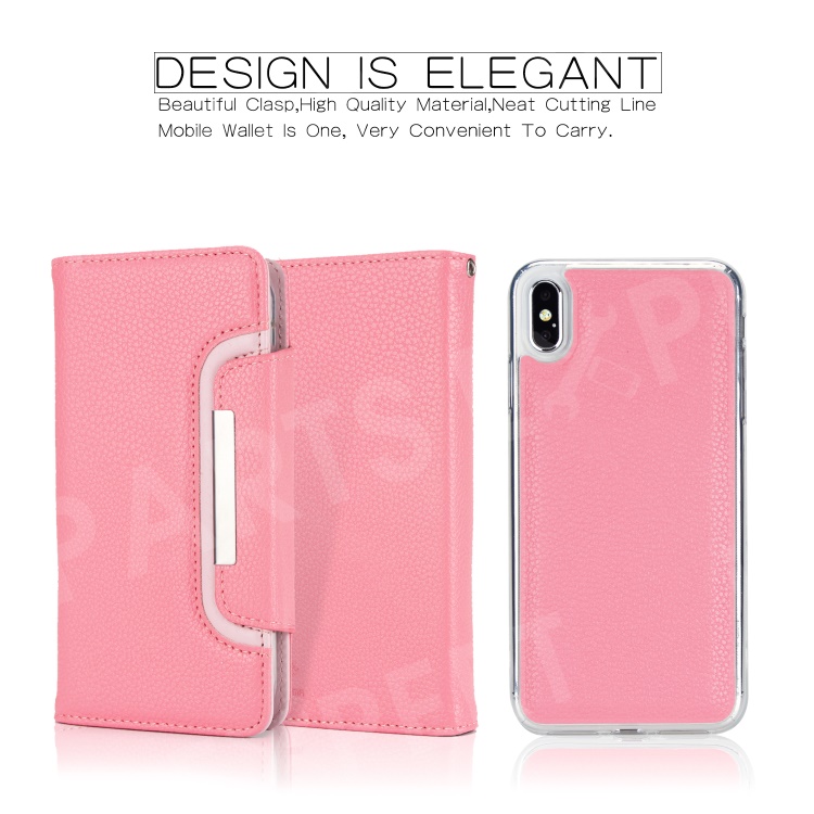 

Litchi Texture Magnet Detachable 2-in-1 Leather Wallet Mobile Shell Cover for iPhone XR 6.1 inch - Pink, iPhone XR 6.1 inch