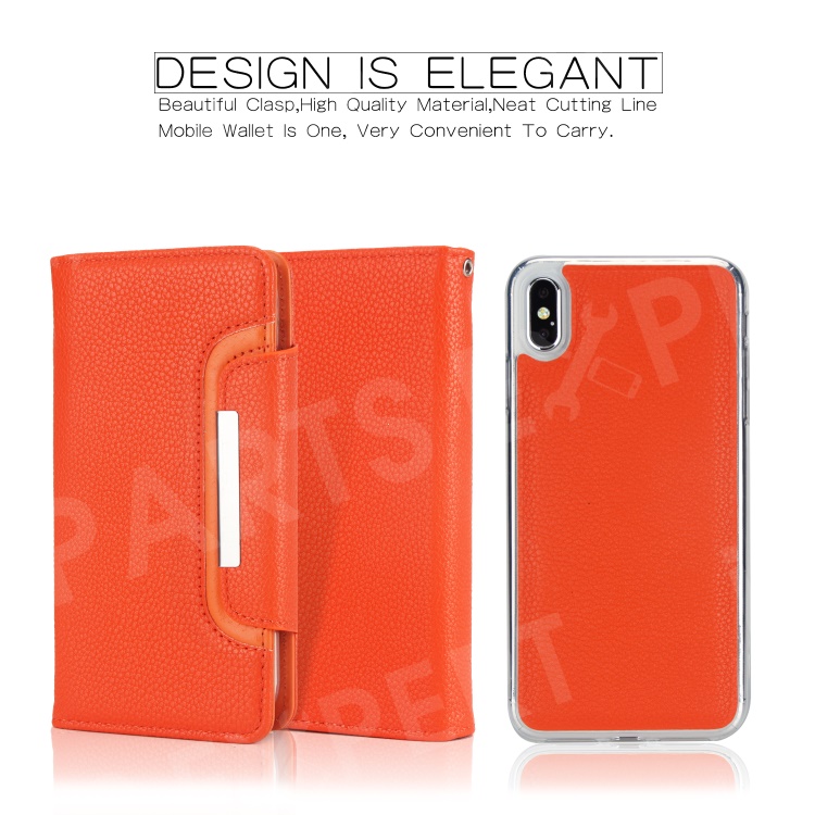 

Litchi Texture Magnet Detachable 2-in-1 Leather Wallet Cover Accessory for iPhone XR 6.1 inch - Orange, iPhone XR 6.1 inch