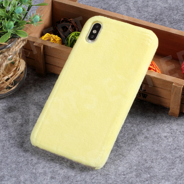 

Fluffy Fur Coated TPU Mobile Phone Case for iPhone Xs Max 6.5 inch - Light Yellow, iPhone XS Max 6.5 inch