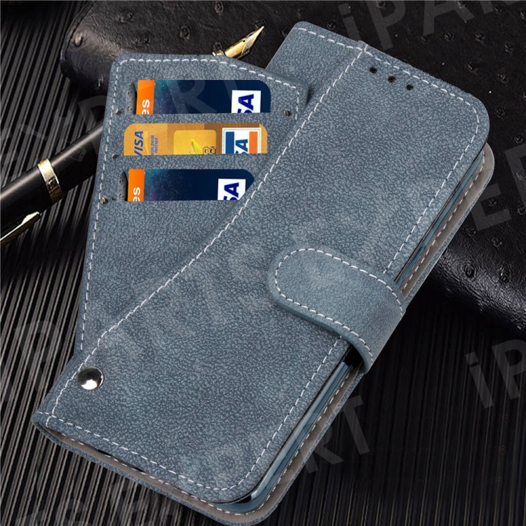 

Frosted Flip Leather Wallet Stand Shell for iPhone XS Max 6.5 inch with Magnetic Closure - Blue, iPhone XS Max 6.5 inch