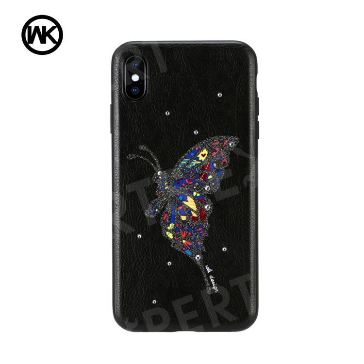 

WK Bling Diamond Embossed Butterfly PU Leather Coated PC TPU Hybrid Case for iPhone XS Max 6.5 inch - Black, iPhone XS Max 6.5 inch