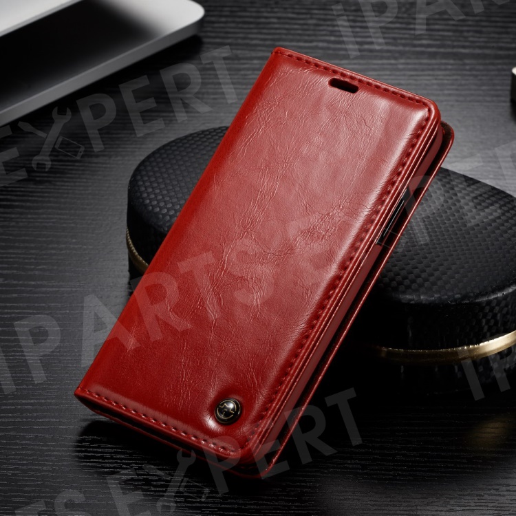 

CASEME 003 Series Oil Wax Leather Wallet Case with Stand for iPhone Xs 5.8 inch - Red, iPhone XS 5.8 inch