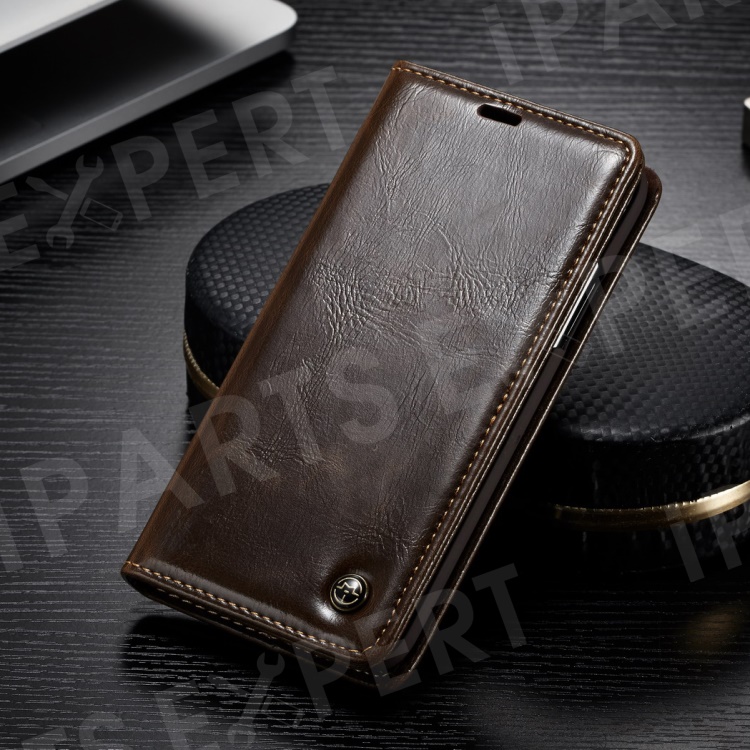 

CASEME 003 Series Oil Wax Leather Wallet Cover with Stand for iPhone Xs 5.8 inch - Brown, iPhone XS 5.8 inch