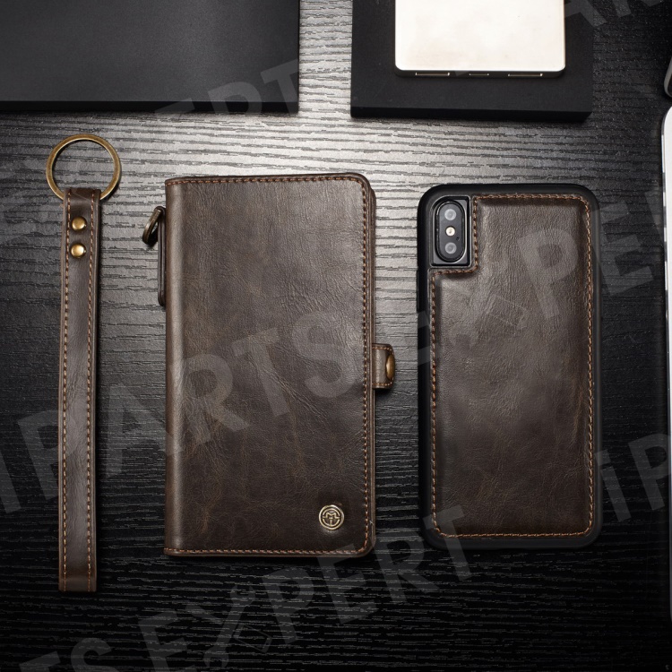 

CASEME Qin Series Detachable 2-in-1 Split Leather Wallet Phone Shell for iPhone Xs 5.8 inch - Coffee, iPhone XS 5.8 inch