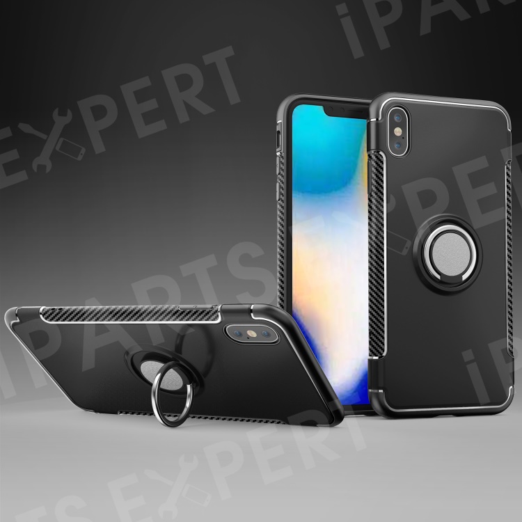 

Carbon Fiber Texture TPU + PC Hybrid Case with Kickstand for iPhone XS Max 6.5 inch (Built-in Magnetic Metal Sheet) - Black, iPhone XS Max 6.5 inch
