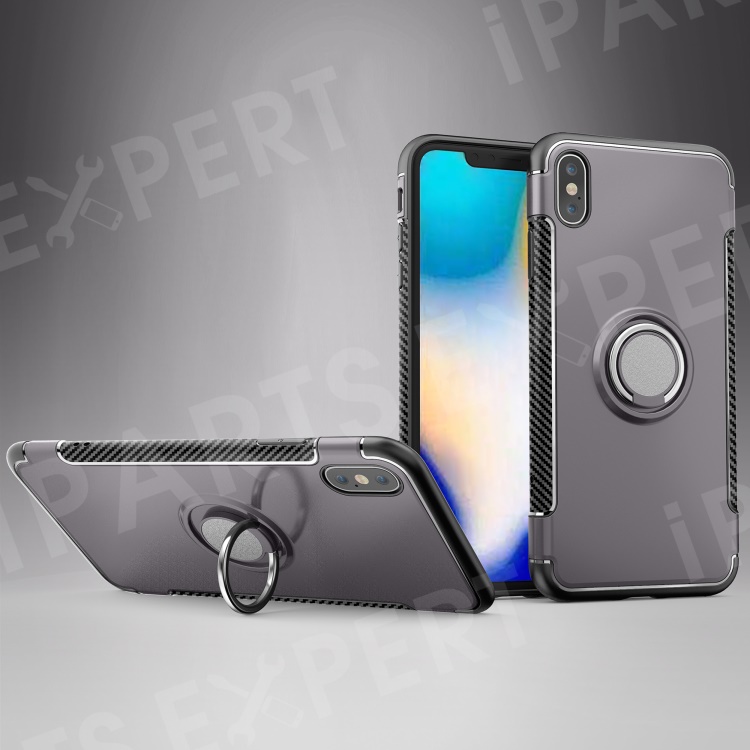 

Carbon Fiber Texture TPU + PC Hybrid Cover Case with Kickstand for iPhone XS Max 6.5 inch (Built-in Magnetic Metal Sheet) - Grey, iPhone XS Max 6.5 inch