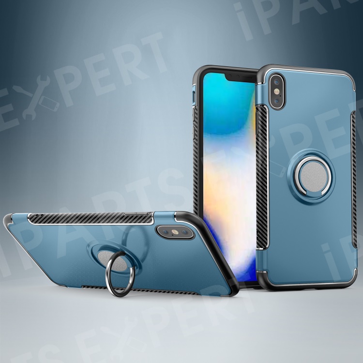 

Carbon Fiber Texture TPU + PC Hybrid Protection Case with Kickstand for iPhone XS Max 6.5 inch (Built-in Magnetic Metal Sheet) - Baby Blue, iPhone XS Max 6.5 inch