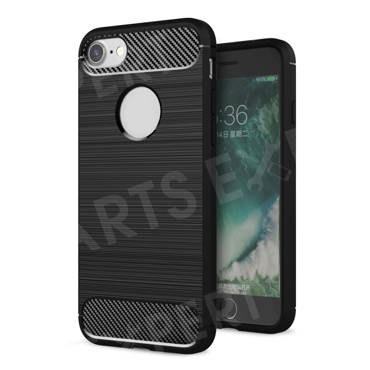 

Rugged Armor Brushed TPU Back Case with Carbon Fiber Decorated for iPhone 8 / 7 - Black, iPhone 8 4.7 inch