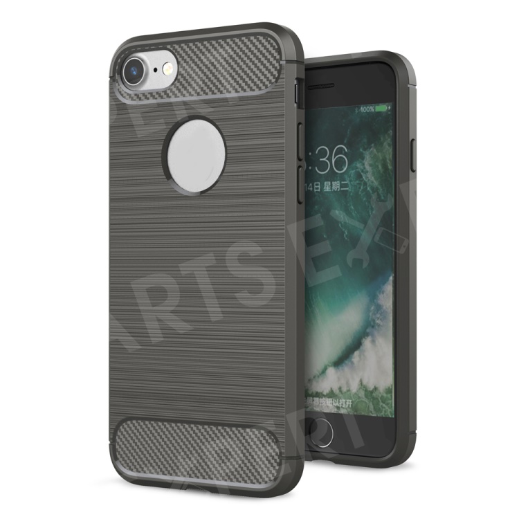 

Rugged Brushed TPU Back Cover with Carbon Fiber Decorated for iPhone 8 / 7 4.7 - Grey, iPhone 8 4.7 inch