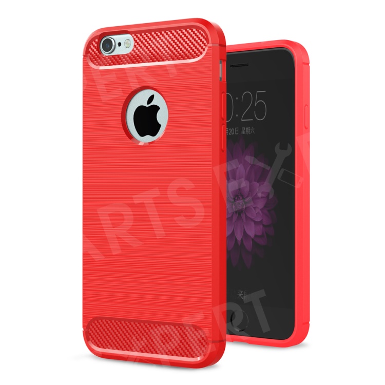 

Carbon Fibre Brushed TPU Back Case for iPhone 6s 6 - Red, iPhone 6s 4.7-inch