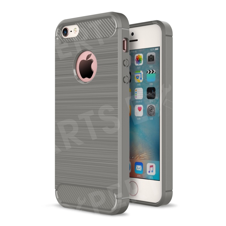 

Carbon Fibre Brushed TPU Shell Case for iPhone SE/5s/5 - Grey, iPhone SE