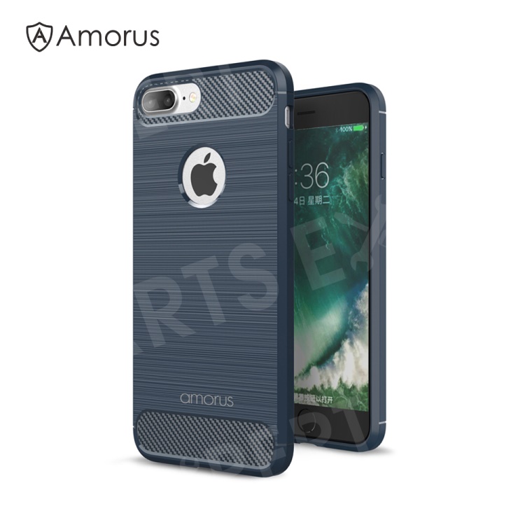 

AMORUS Carbon Fiber Texture Brushed TPU Cell Phone Cover for iPhone 8 Plus / 7 Plus 5.5 inch - Dark Blue, iPhone 8 Plus 5.5 inch