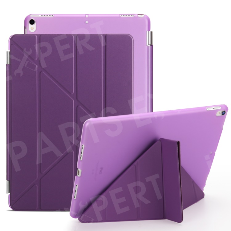 

Auto-wake/sleep 2-in-1 Plastic Companion Casing + Origami Stand Smart Leather Cover for iPad Air 10.5 (2019) / Pro 10.5 inch (2017) - Purple, iPad Air 10.5 inch (2019)