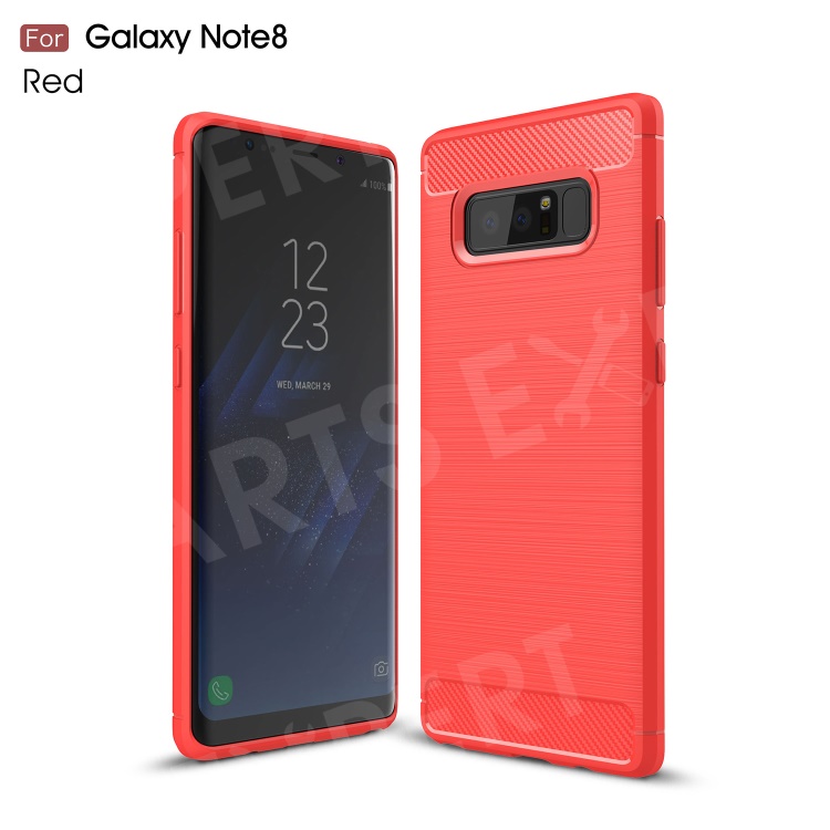 

Carbon Fiber Brushed Soft TPU Phone Protective Casing for Samsung Galaxy Note 8 - Red, Galaxy Note 8