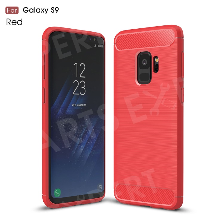 

Carbon Fibre Brushed TPU Phone Casing for Samsung Galaxy S9 - Red, Galaxy S9