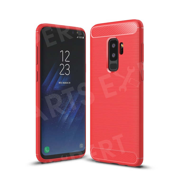 

Carbon Fibre Brushed TPU Phone Casing for Samsung Galaxy S9 Plus G965 - Red, Galaxy S9+