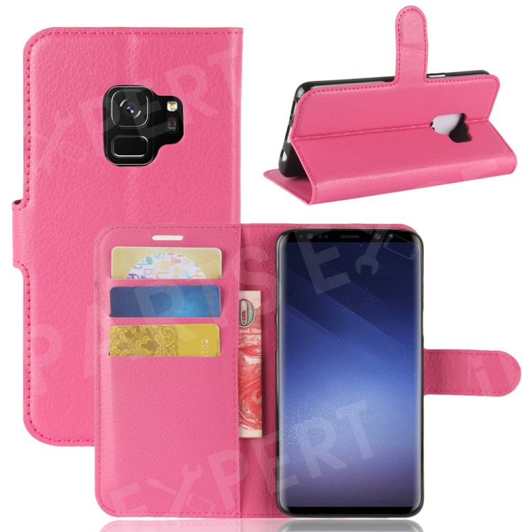 

Litchi Skin PU Leather Wallet Stand Phone Casing for Samsung Galaxy S9 G960 - Rose, Galaxy S9