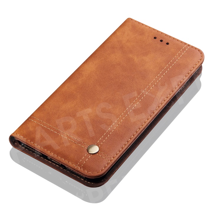 

Retro Crazy Horse Leather Auto-absorbed Wallet Stand Mobile Phone Cover for Samsung Galaxy J6 (2018) - Light Brown, Galaxy J6 (2018)