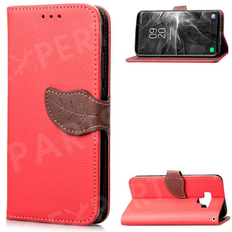 

Leaf Shape Magnetic Flap Leather Wallet Shell for Samsung Galaxy Note 9 - Red, Galaxy Note9 N960