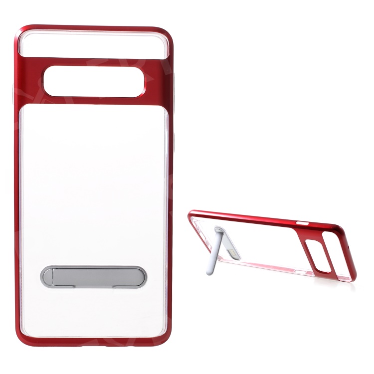 

Hybrid Clear Back PC + TPU Kickstand Case for Samsung Galaxy S10 - Red, Galaxy S10