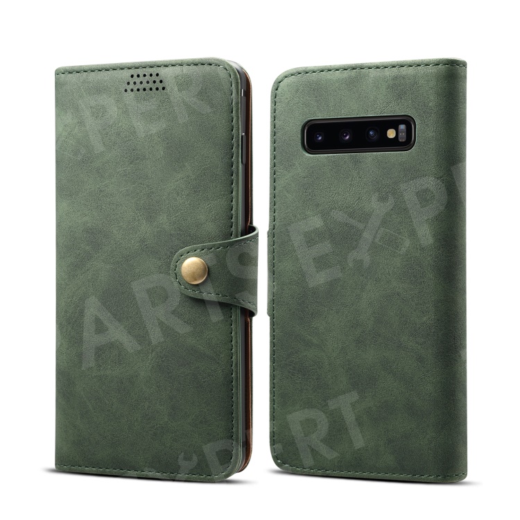 

Leather Wallet Stand Mobile Case for Samsung Galaxy S10 - Green, Galaxy S10