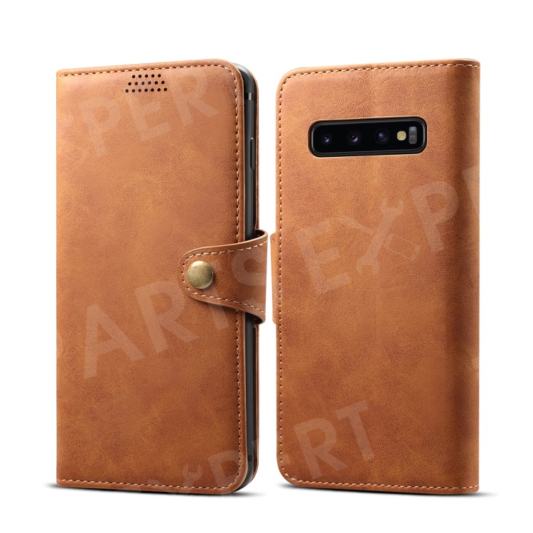 

Leather Wallet Stand Mobile Case for Samsung Galaxy S10 Plus - Brown, Galaxy S10 Plus
