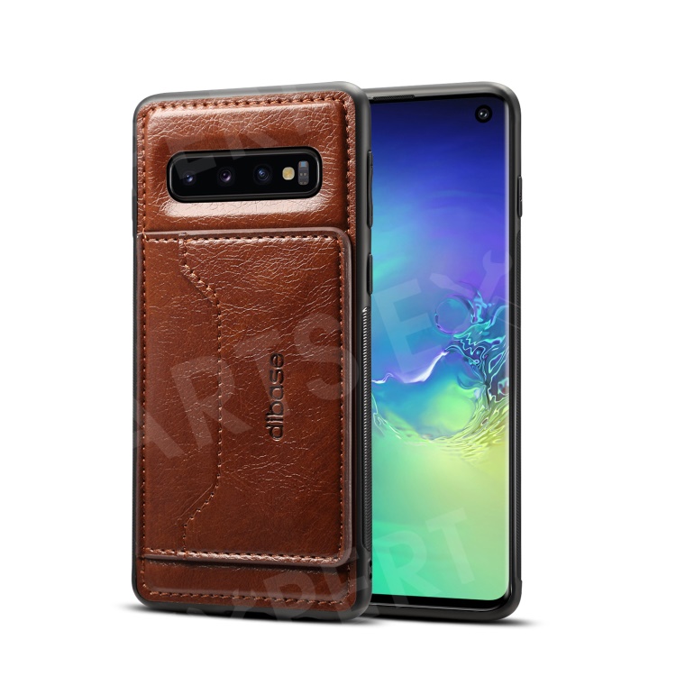 

Crazy Horse Leather Coated TPU Case with [Card Holder Kickstand] for Samsung Galaxy S10 - Coffee, Galaxy S10