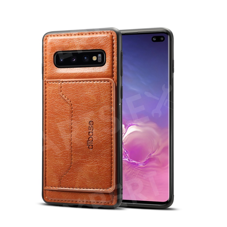 

Crazy Horse Leather Coated Card Holder Kickstand TPU Cover for Samsung Galaxy S10 Plus - Brown, Galaxy S10 Plus