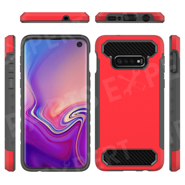

Carbon Fiber Texture TPU PC Hybrid Phone Case for Samsung Galaxy S10e - Red, Galaxy S10e