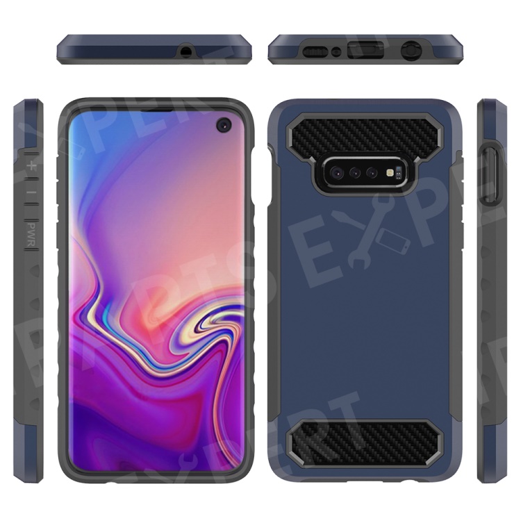 

Carbon Fiber Texture TPU PC Hybrid Phone Case for Samsung Galaxy S10e - Dark Blue, Galaxy S10e