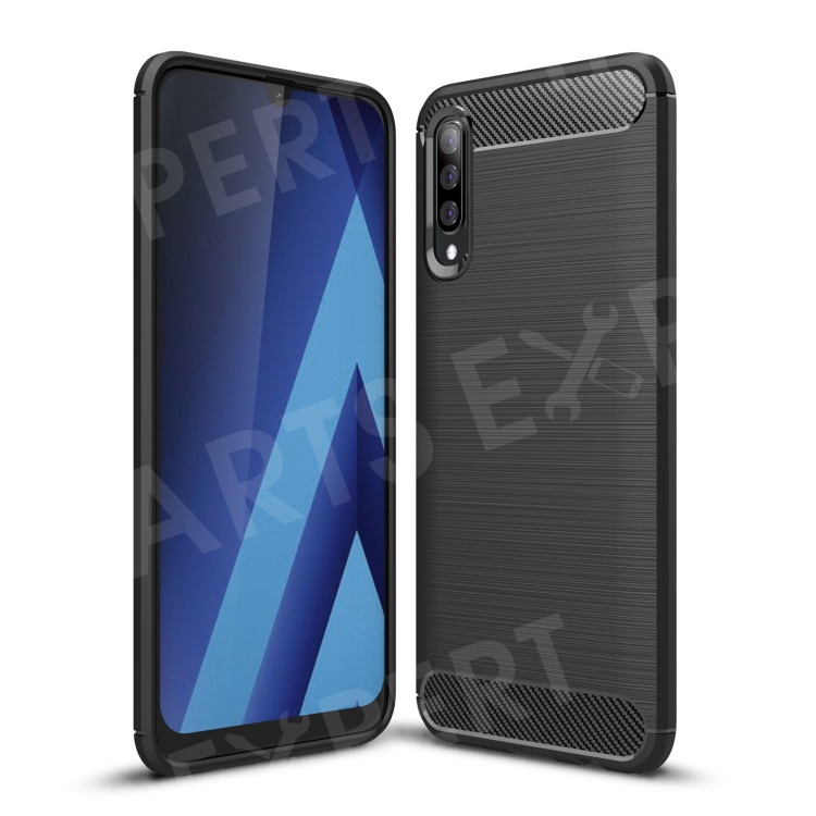 

Carbon Fibre Brushed TPU Shell Case for Samsung Galaxy A70 - Black, Galaxy A70
